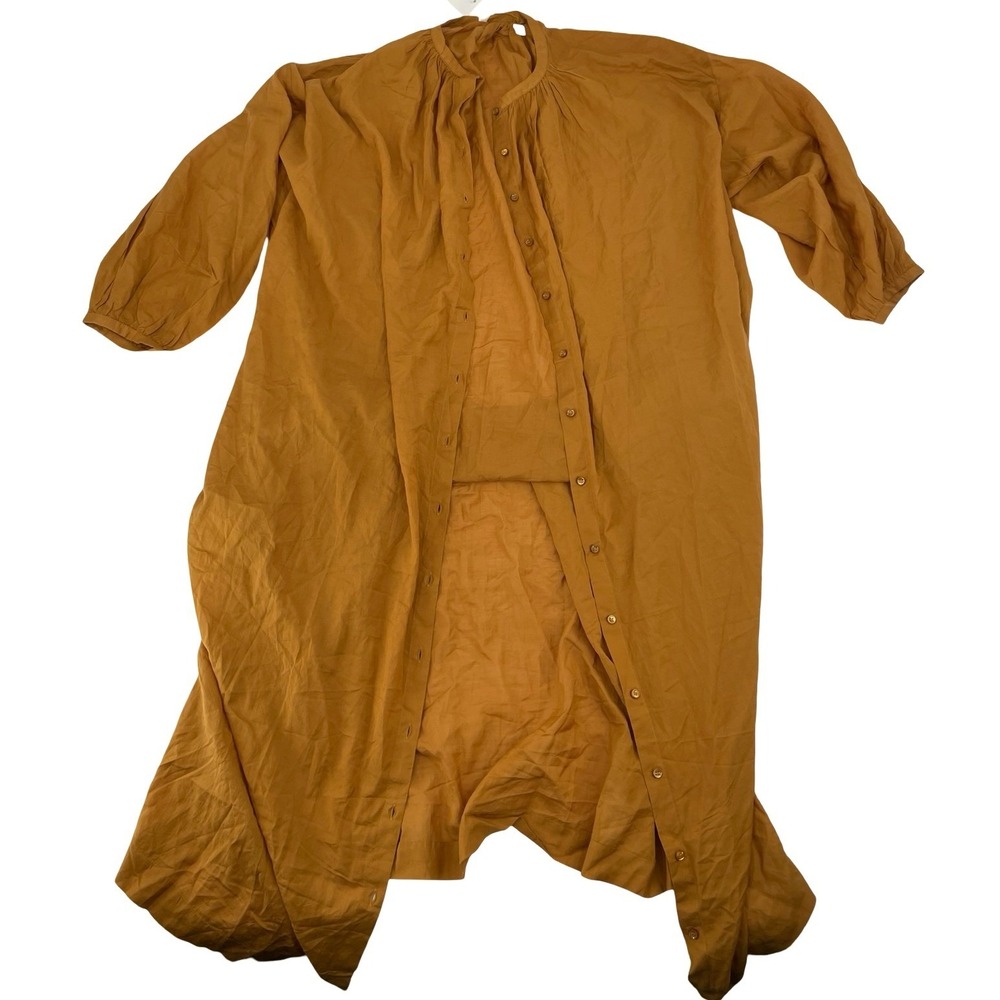 DOEN Women Dress Shirt Dress Maxi Mustard Yellow Cotton Small NWOT